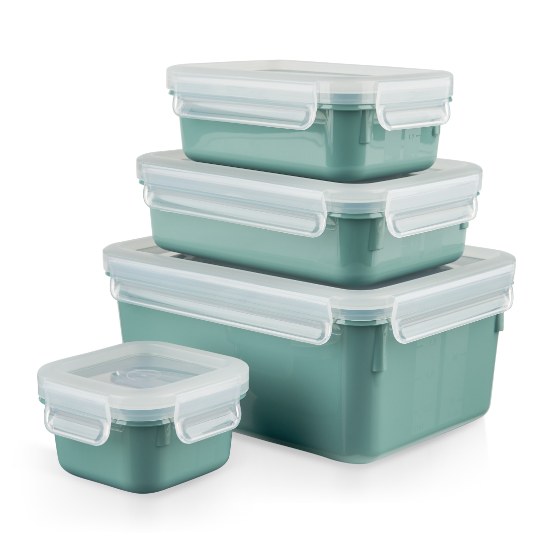 SET 4 BOITES ALIMENTAIRES RECT 0,2/0,55/0,80/2,2L  VERT MASTERSEAL